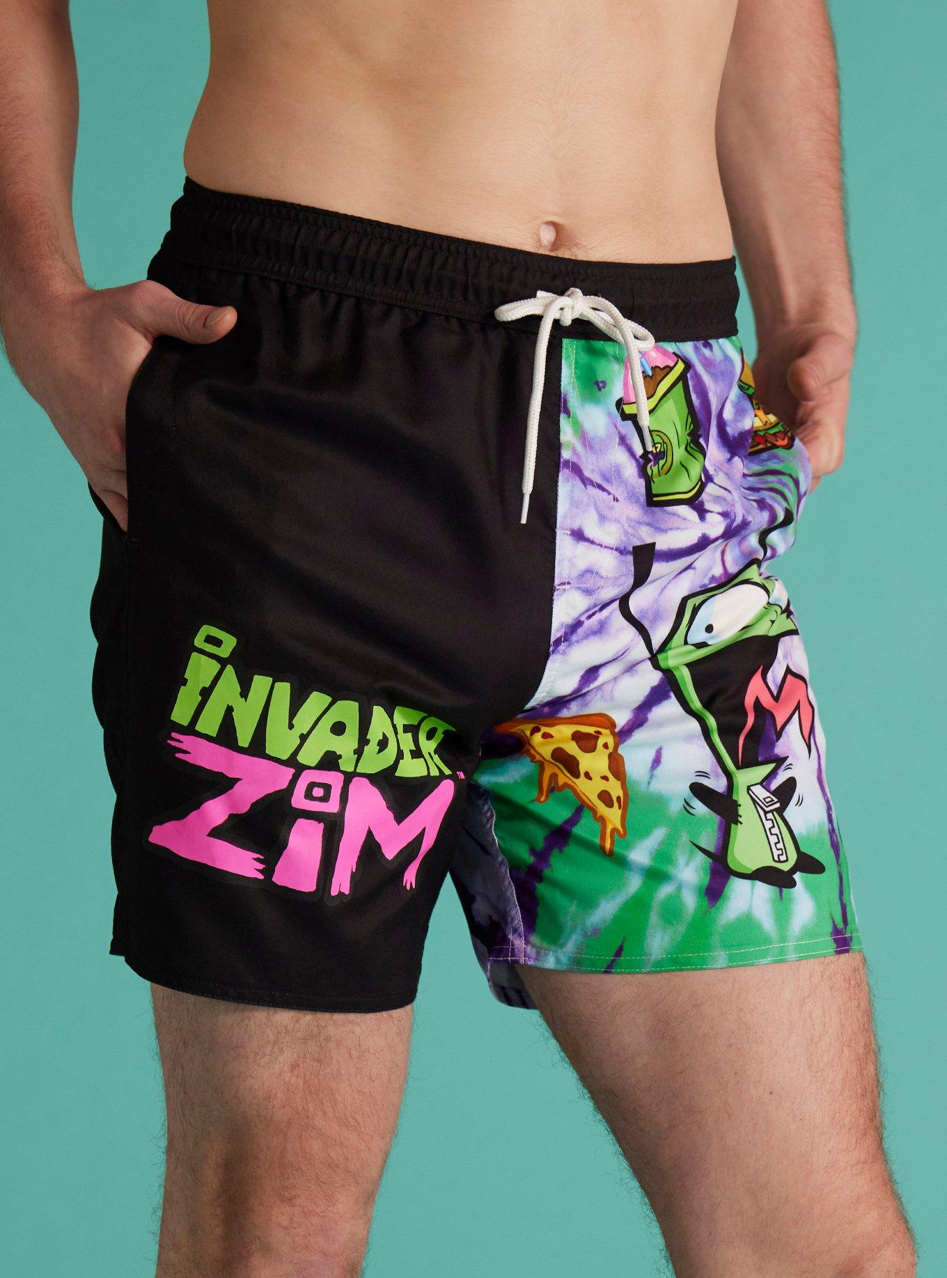 Invader Zim GIR Tie-Dye Split Swim Trunks, MULTI, alternate