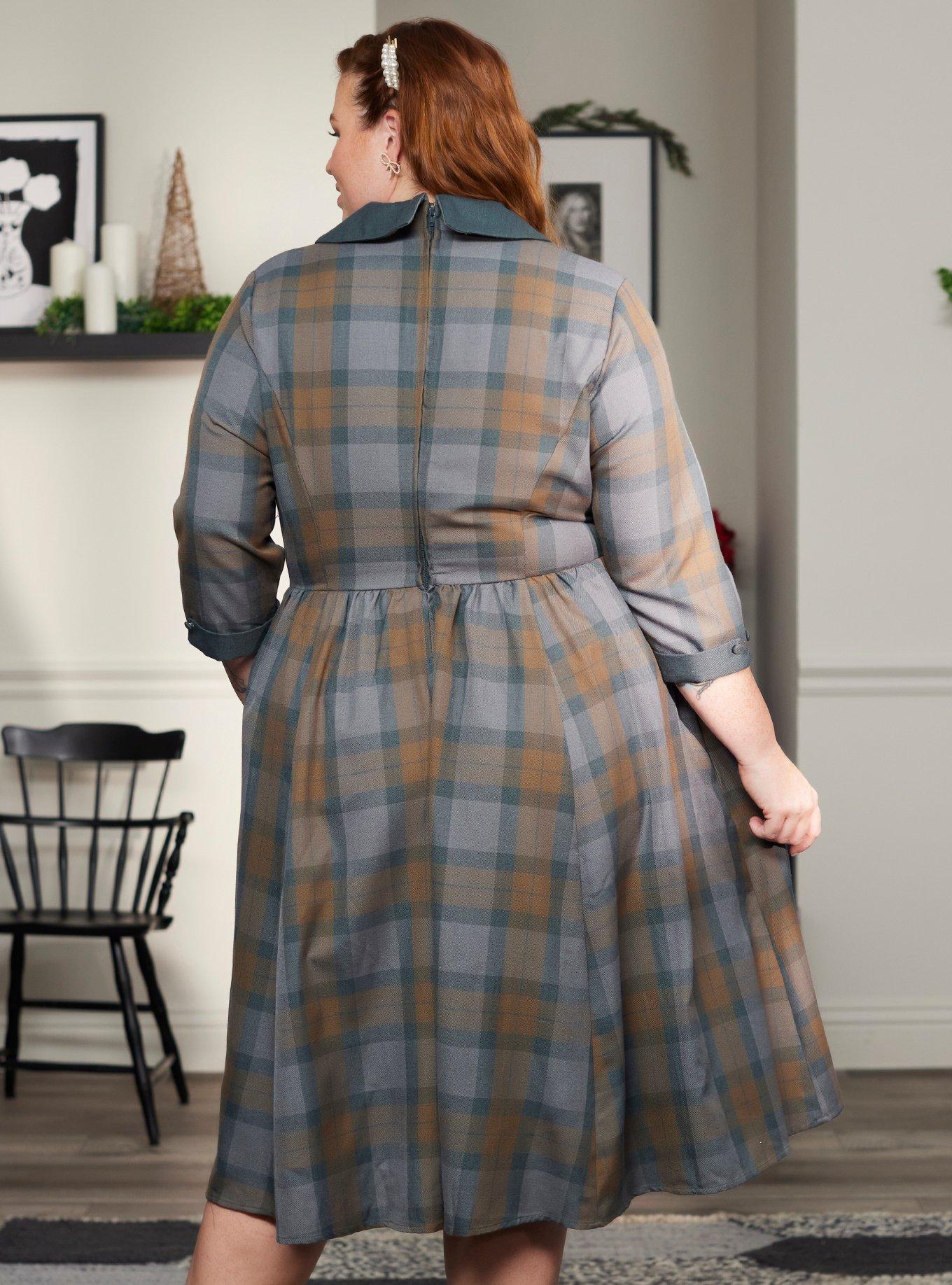 Her Universe Outlander Tartan Plaid Swing Dress Plus Size, MULTI, alternate