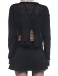 Black Distressed Girls Crop Sweater, BLACK, alternate