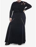 Black Distressed Girls Crop Sweater Plus Size, BLACK, alternate