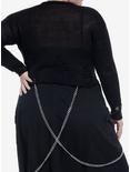 Black Distressed Girls Crop Sweater Plus Size, BLACK, alternate
