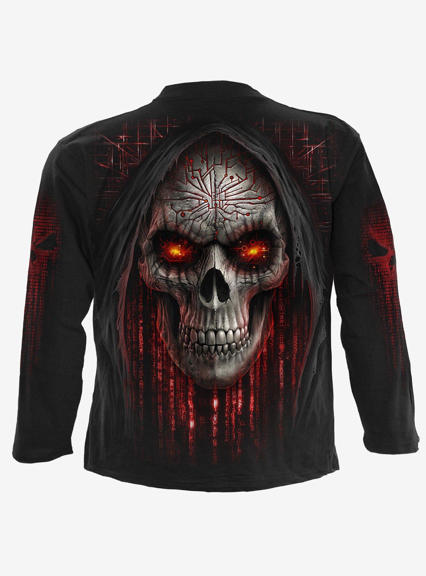 Cyber Death Black Longsleeve T-Shirt, BLACK, alternate