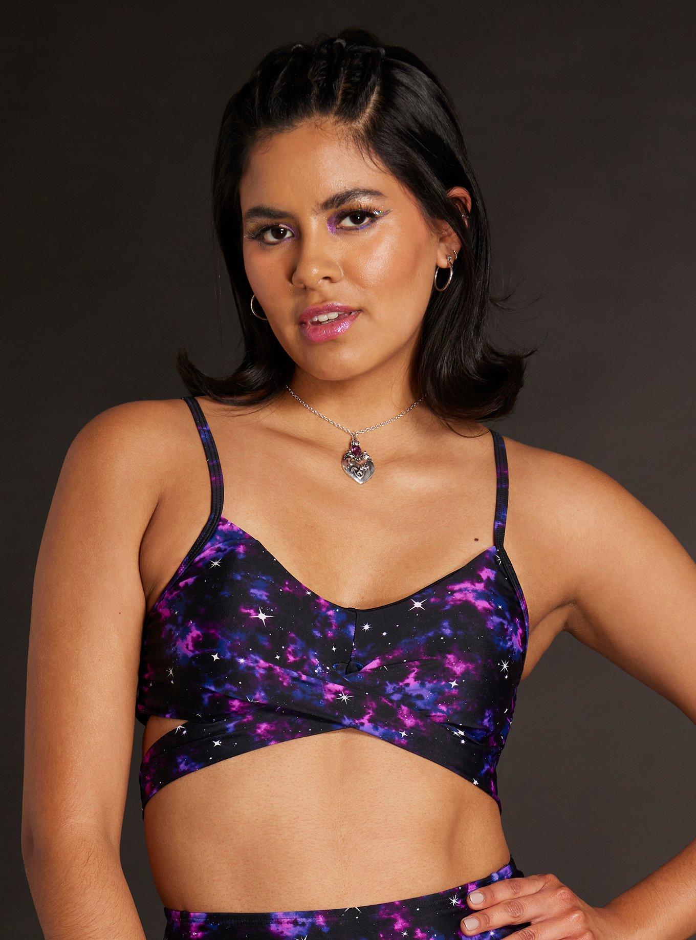 Pink Galaxy Wrap Swim Top, MULTI COLOR, alternate