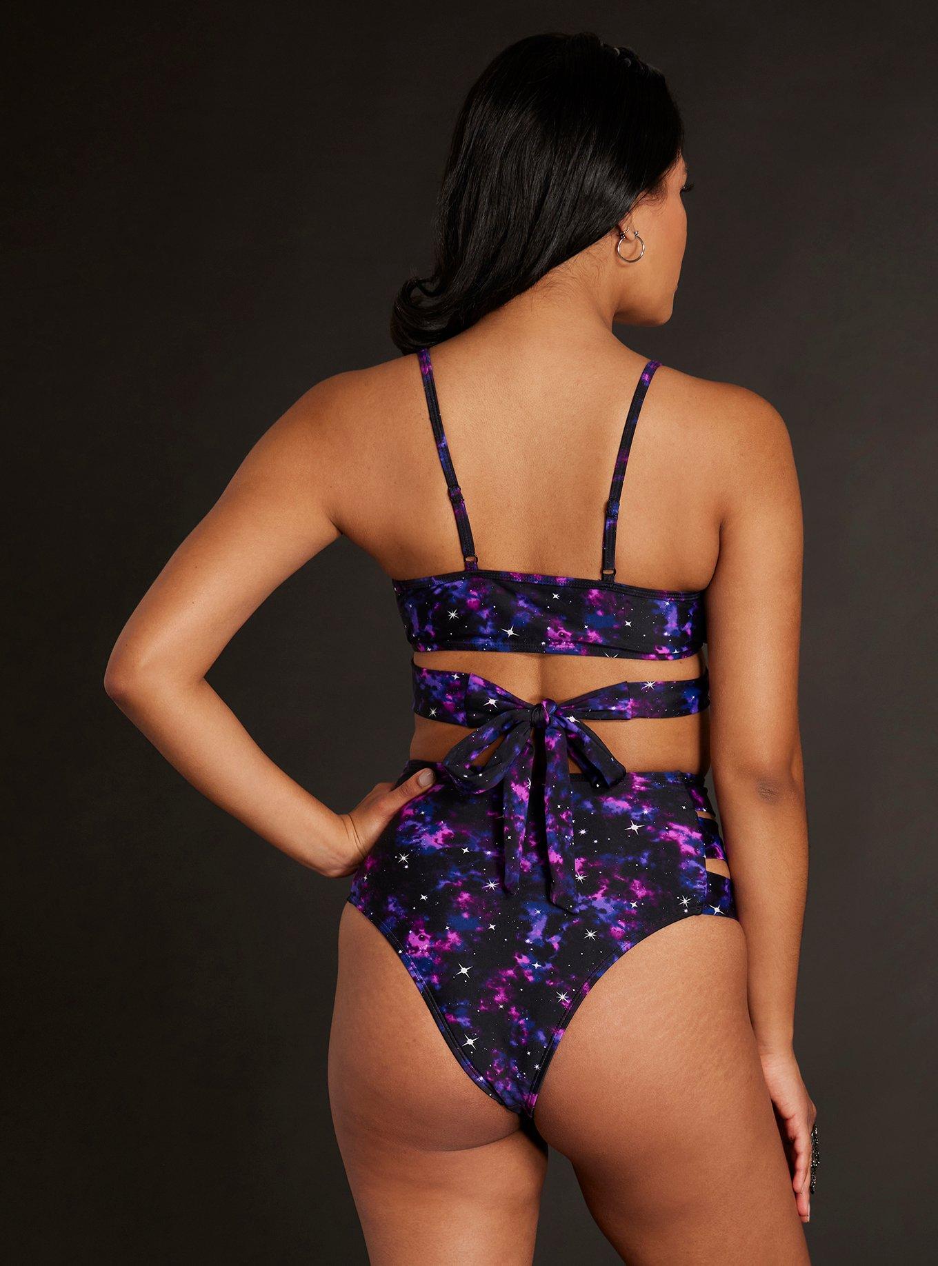 Pink Galaxy Wrap Swim Top, MULTI COLOR, alternate