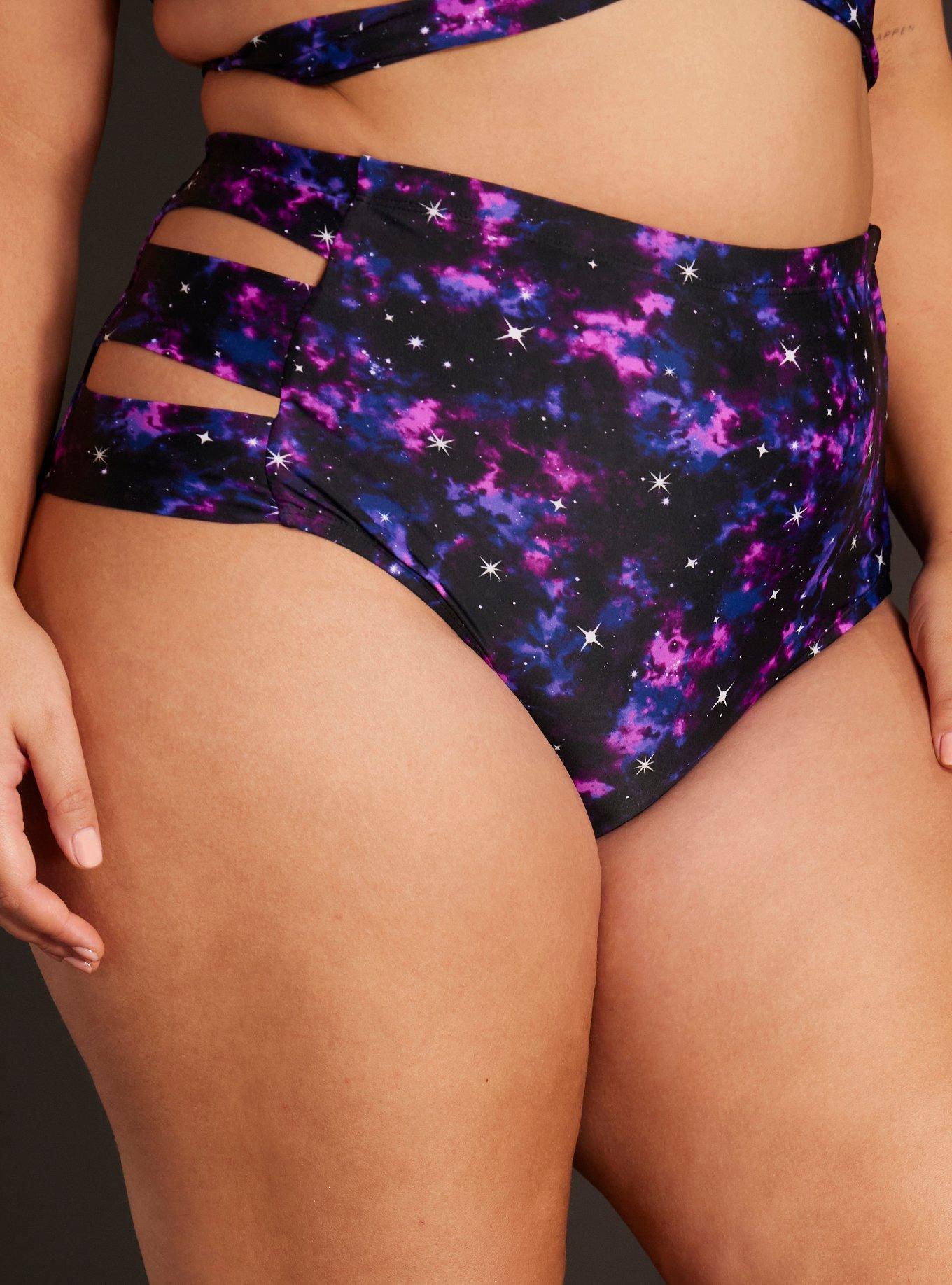 Pink Galaxy Wrap Swim Bottoms Plus Size, MULTI COLOR, alternate