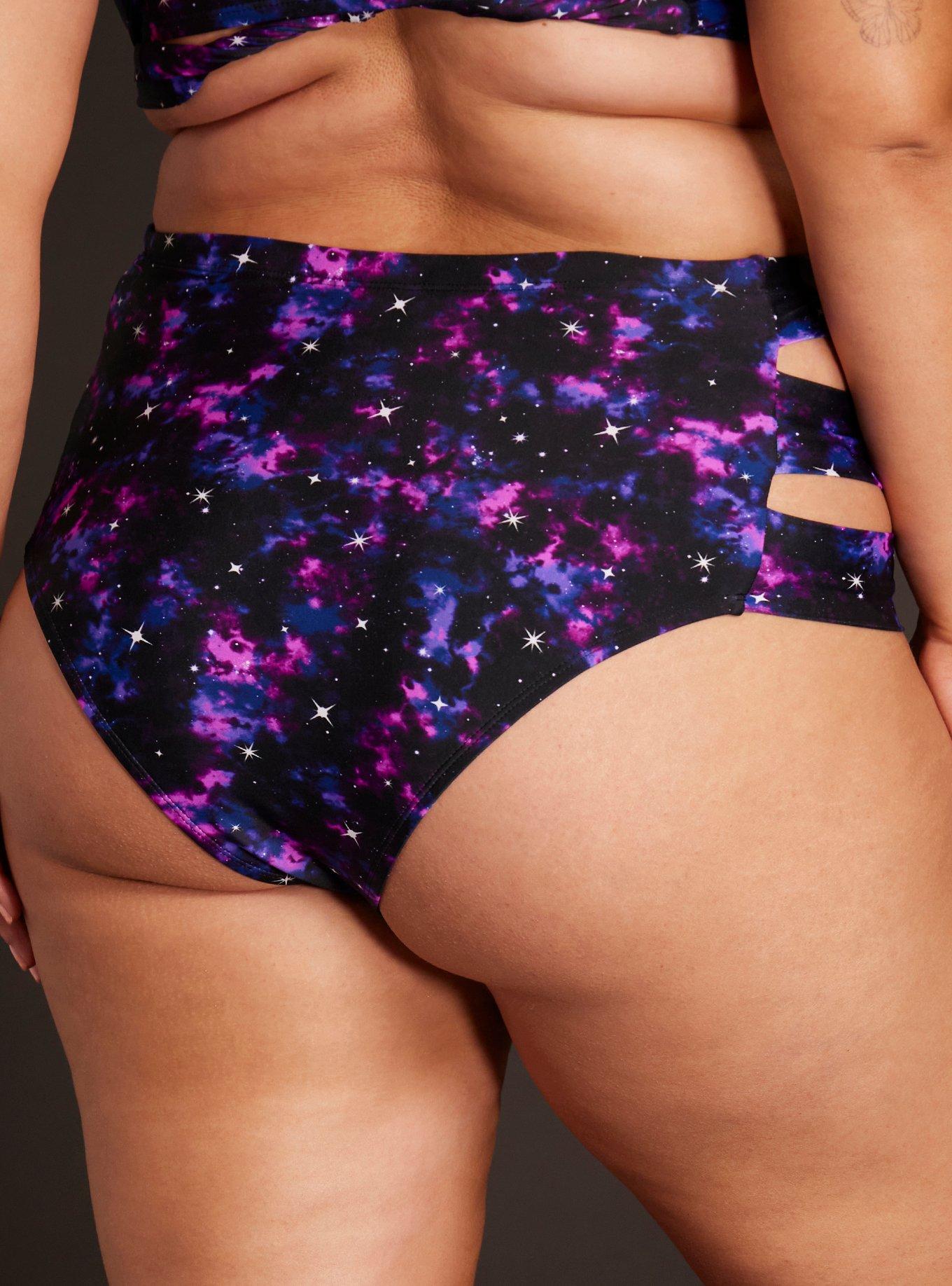 Pink Galaxy Wrap Swim Bottoms Plus Size, MULTI COLOR, alternate