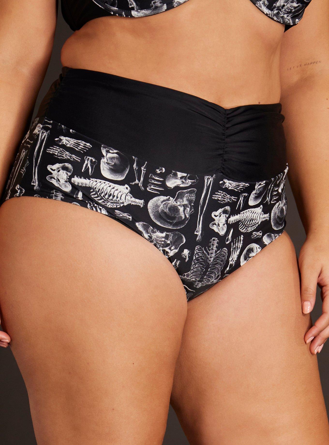 Skeleton Anatomy High-Waisted Swim Bottoms Plus Size, MULTI COLOR, alternate