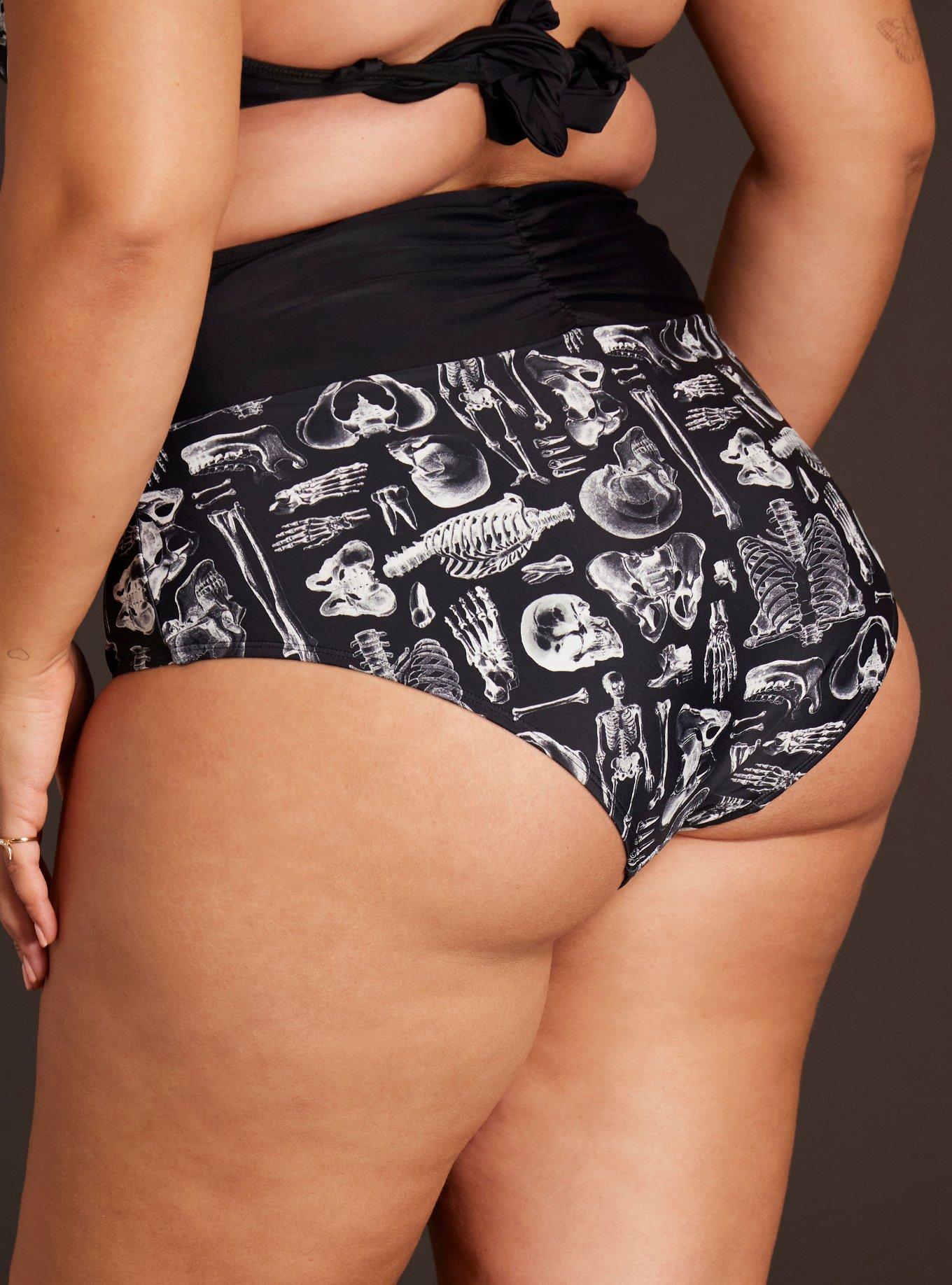 Skeleton Anatomy High-Waisted Swim Bottoms Plus Size, MULTI COLOR, alternate