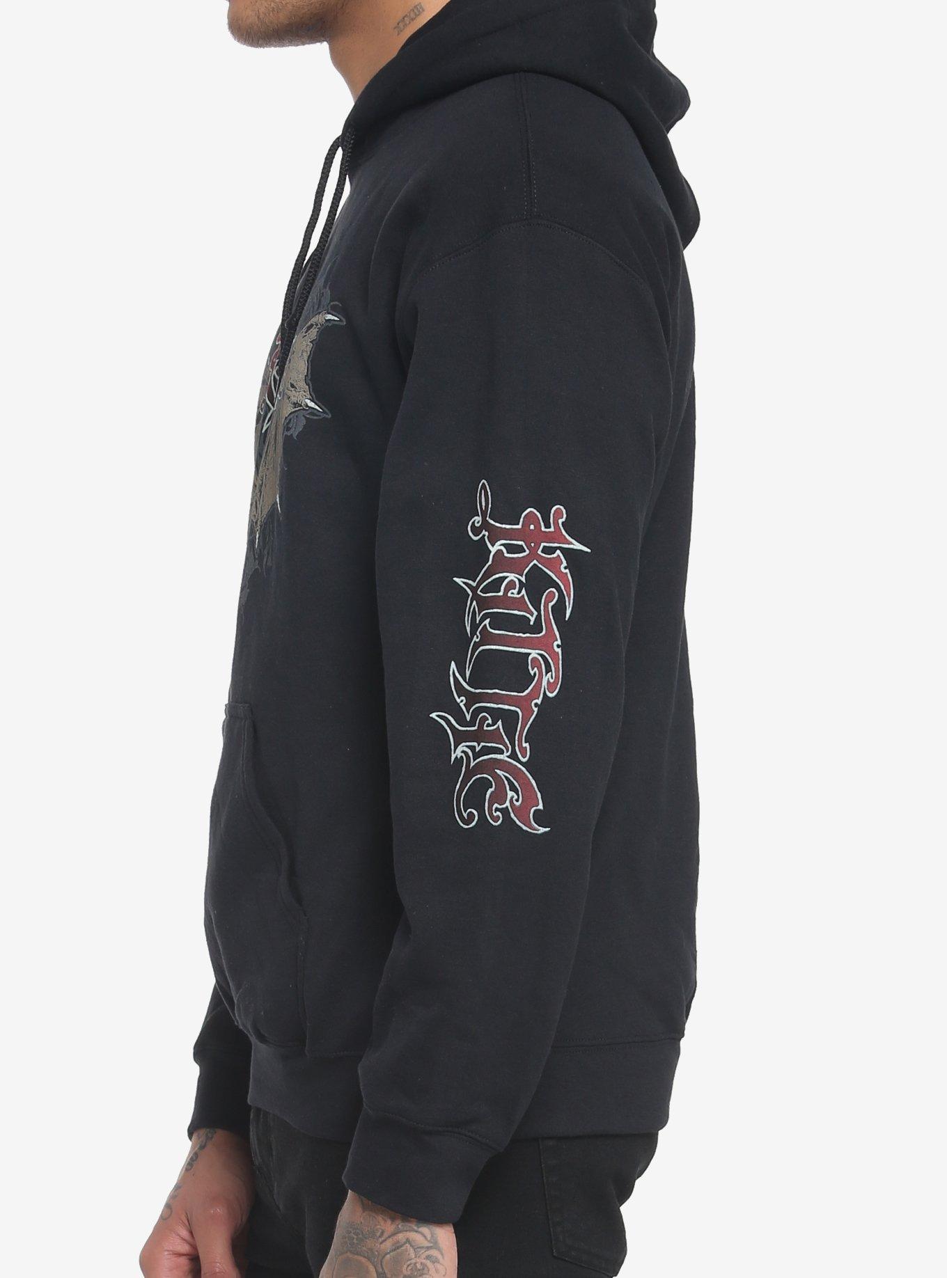 Kittie Winged Cat Skull Hoodie, BLACK, alternate