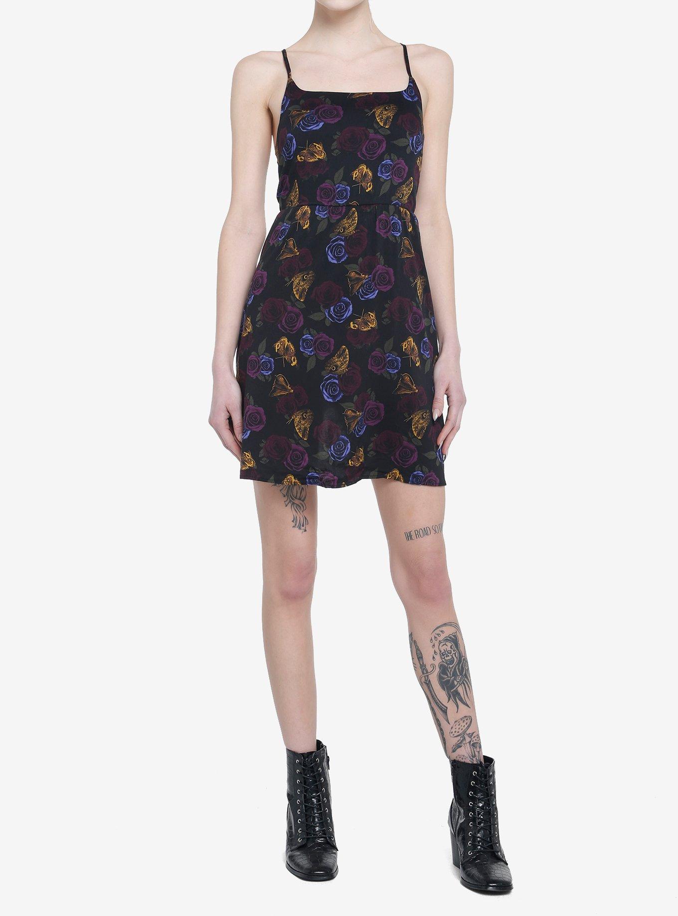 Cosmic Aura Rose & Moth Skater Dress, FLORAL, alternate