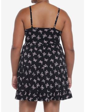 Black & Pink Butterflies Strappy Mini Dress Plus Size, , hi-res