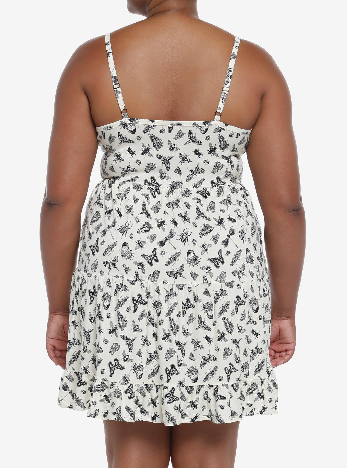 Ivory Insects Strappy Mini Dress Plus Size, IVORY, alternate