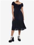 Black Babydoll Lace-Up Midi Dress, BLACK, alternate