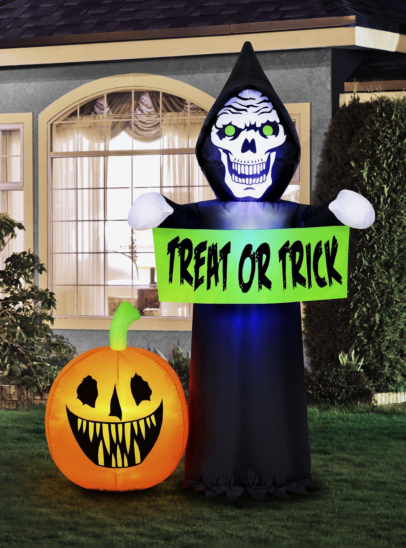 Reaper and Pumpkin Scene 5.5-foot Inflatable Airblown, , hi-res