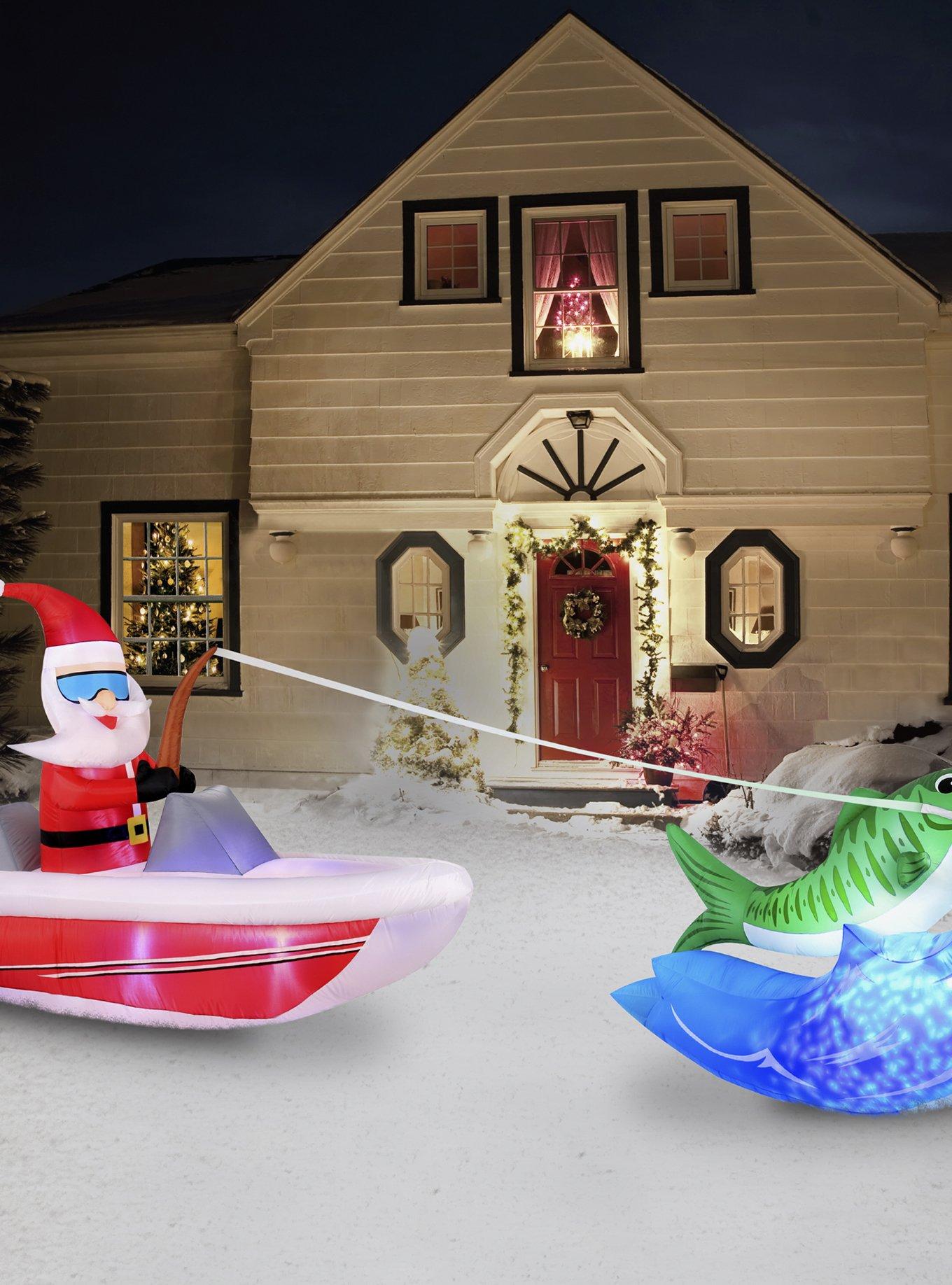 Boat Fishing Santa with Swirling Lights 14-foot Inflatable Airblown, , alternate