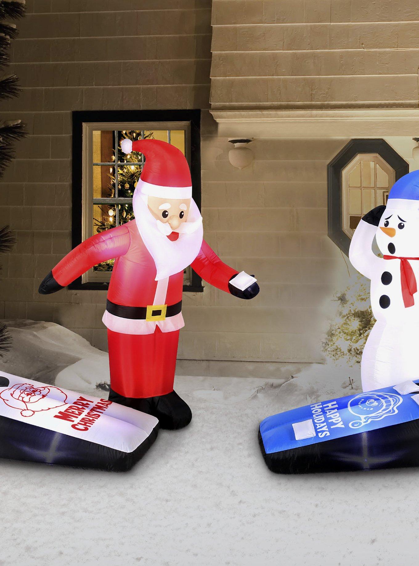 Santa and Snowman Playing Corn Hole 5-foot Inflatable Airblown, , hi-res