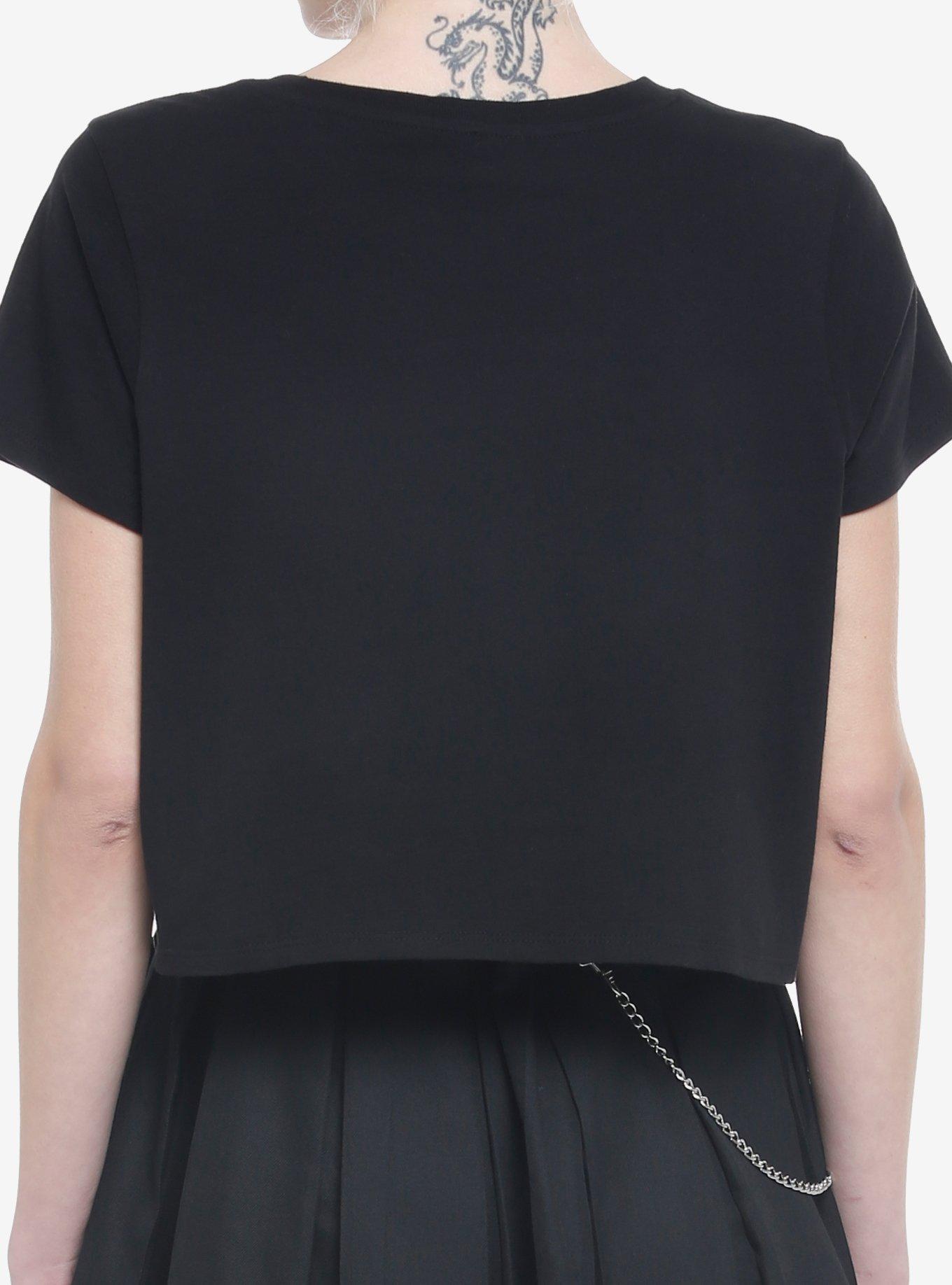 Dark Romance Winged Dagger Boxy Girls Crop T-Shirt, BLACK, alternate