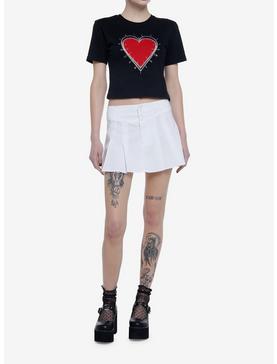 Red Heart & Safety Pins Crop Girls T-Shirt, , hi-res