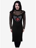 Bat's Heart Lace Shoulder Corset Dress, BLACK, alternate