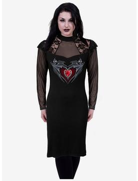 Bat's Heart Lace Shoulder Corset Dress, , hi-res