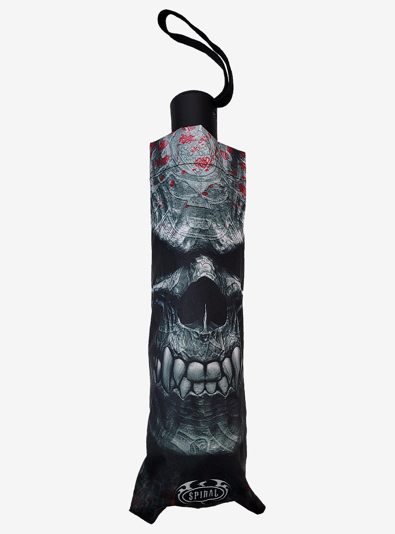Goth Skull Compact Travel Umbrella, , alternate
