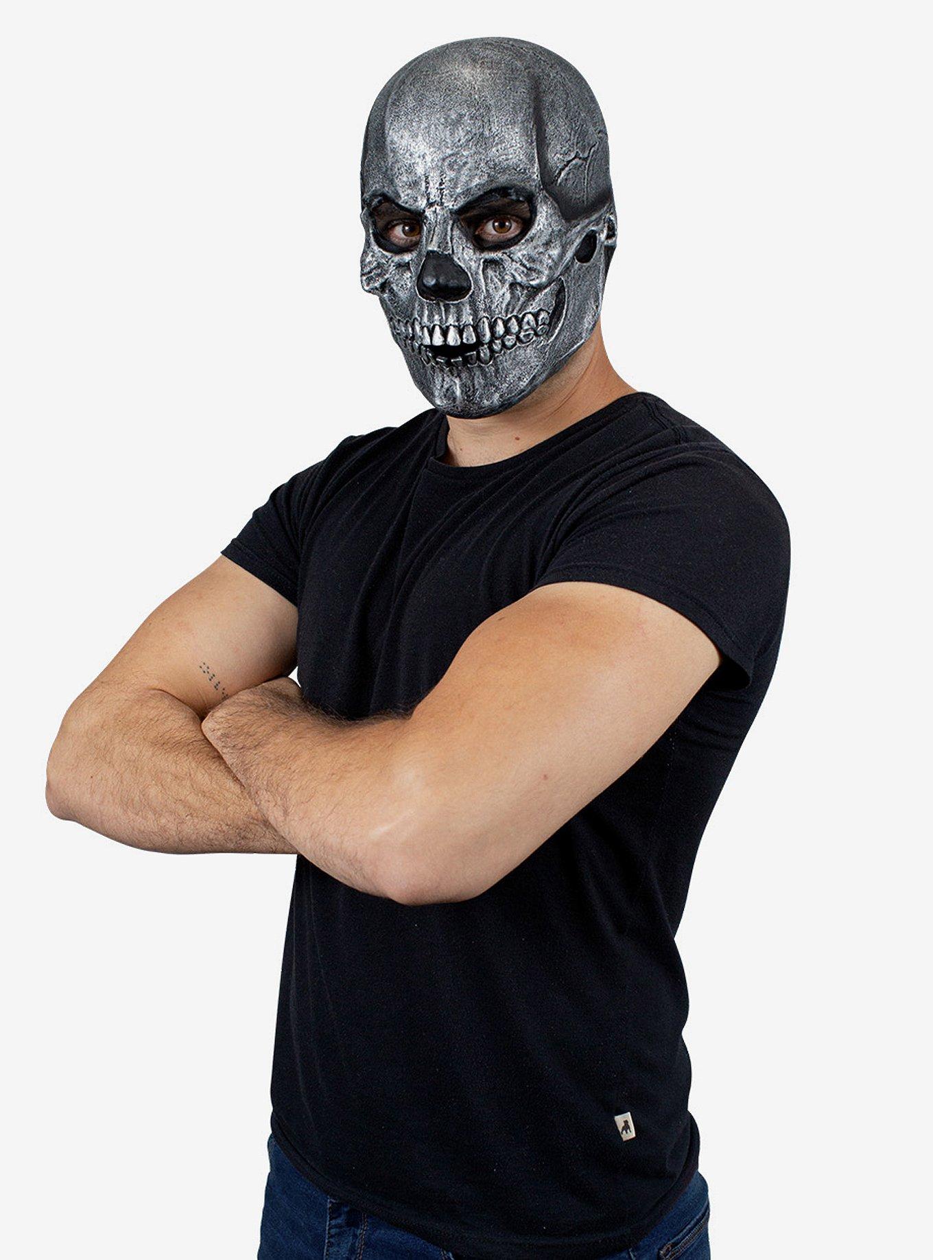 Adult Plastic Silver Skull Mask – 3D-Totenkopfmaske Für Halloween & Karneval, Mit Netzsicht