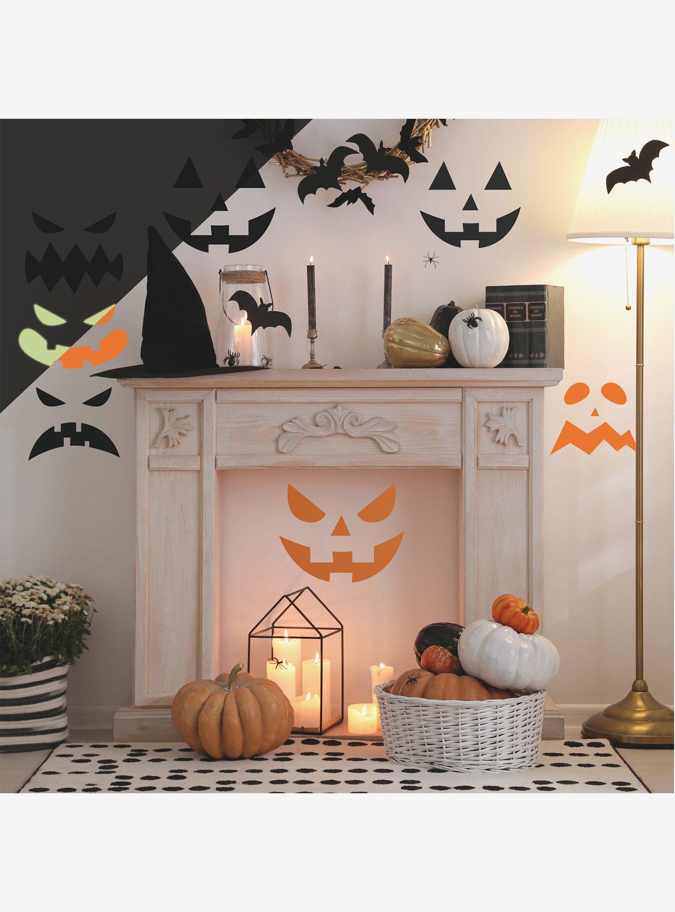 Halloween Pumpkin Faces Glow in the Dark Peel & Stick Wall Decals, , hi-res