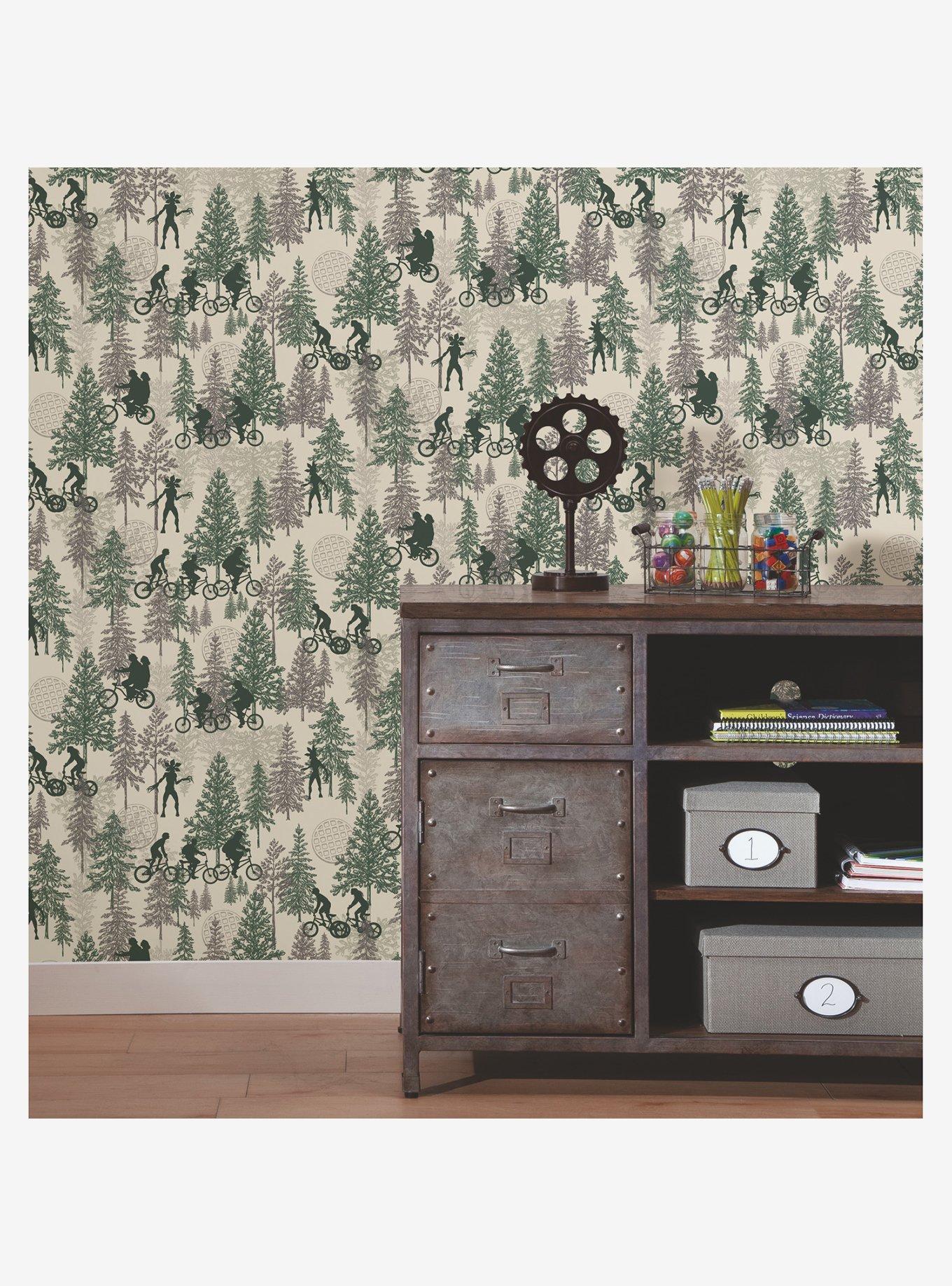 Stranger Things Hawkins Woods Peel & Stick Wallpaper Dark, , alternate