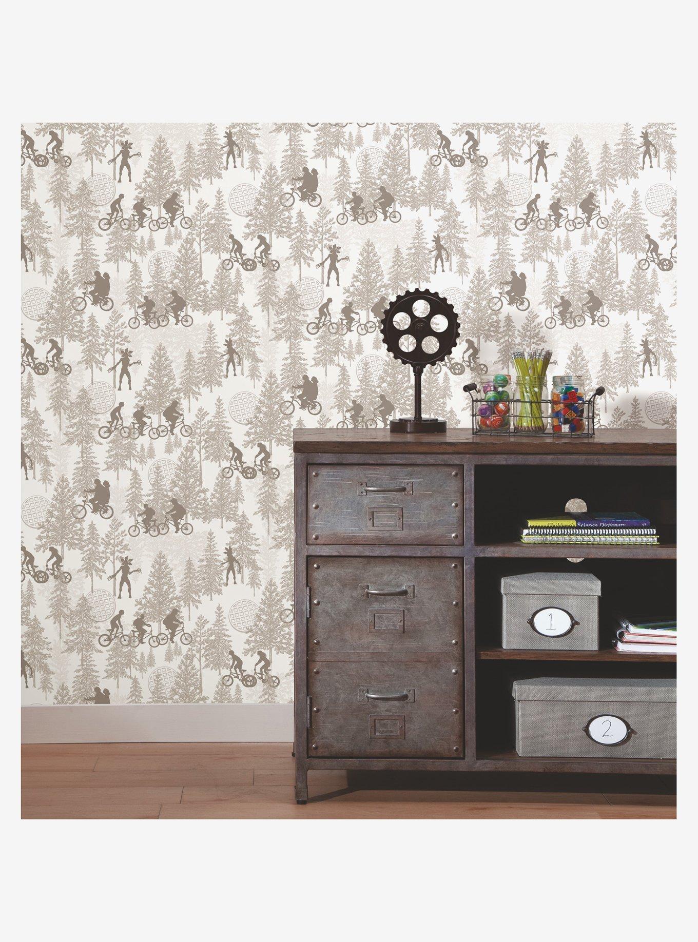 Stranger Things Hawkins Woods Peel & Stick Wallpaper Light, , alternate