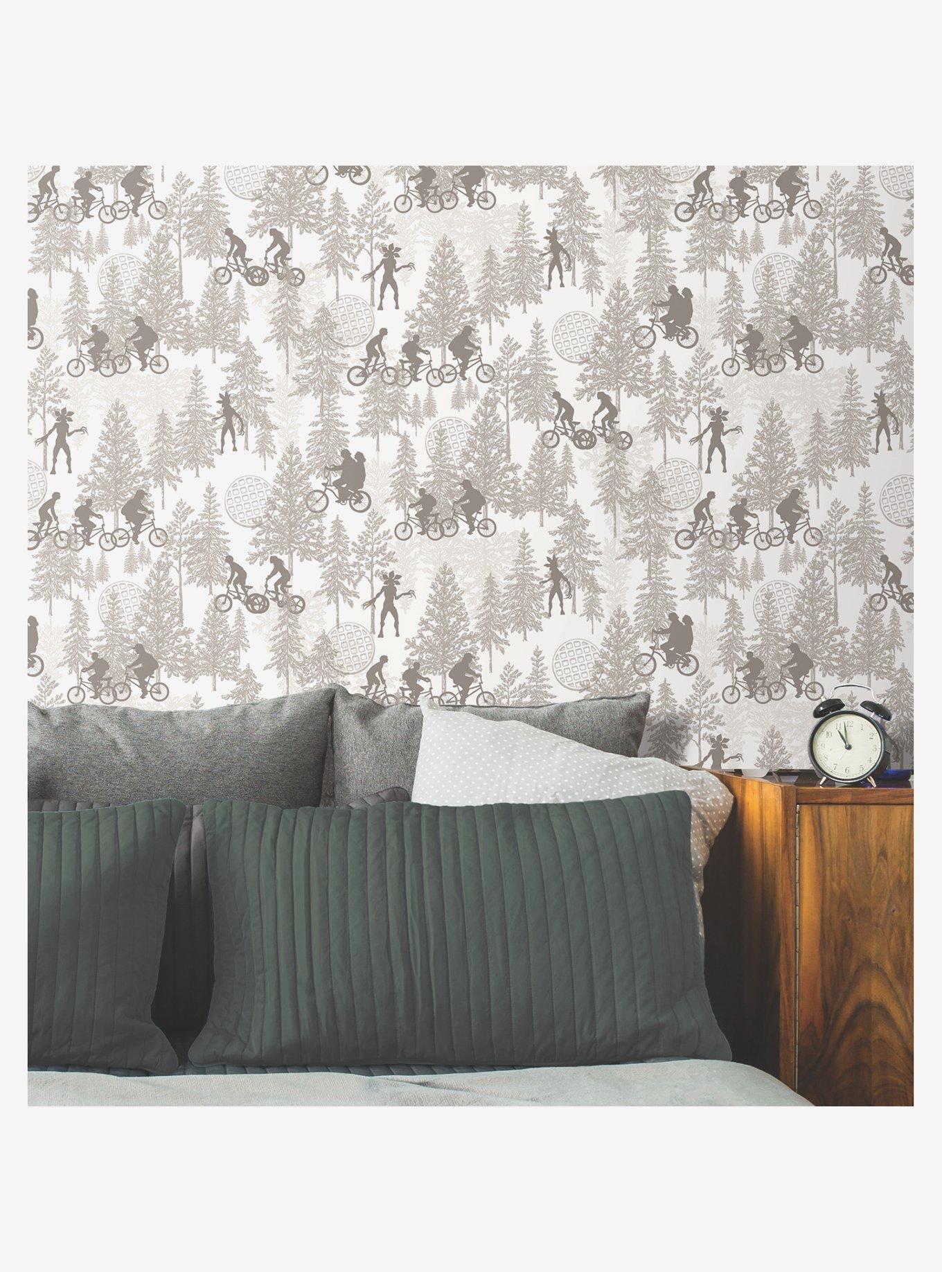 Stranger Things Hawkins Woods Peel & Stick Wallpaper Light, , alternate