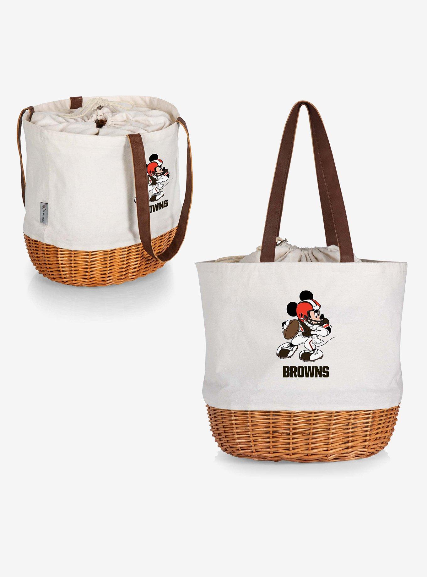 Disney Mickey Mouse NFL Cleveland Browns Canvas Willow Basket Tote