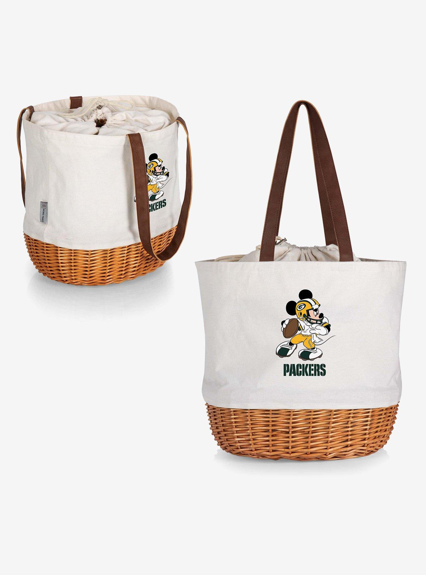 Disney Mickey Mouse NFL Green Bay Packers Canvas Willow Basket Tote, , alternate