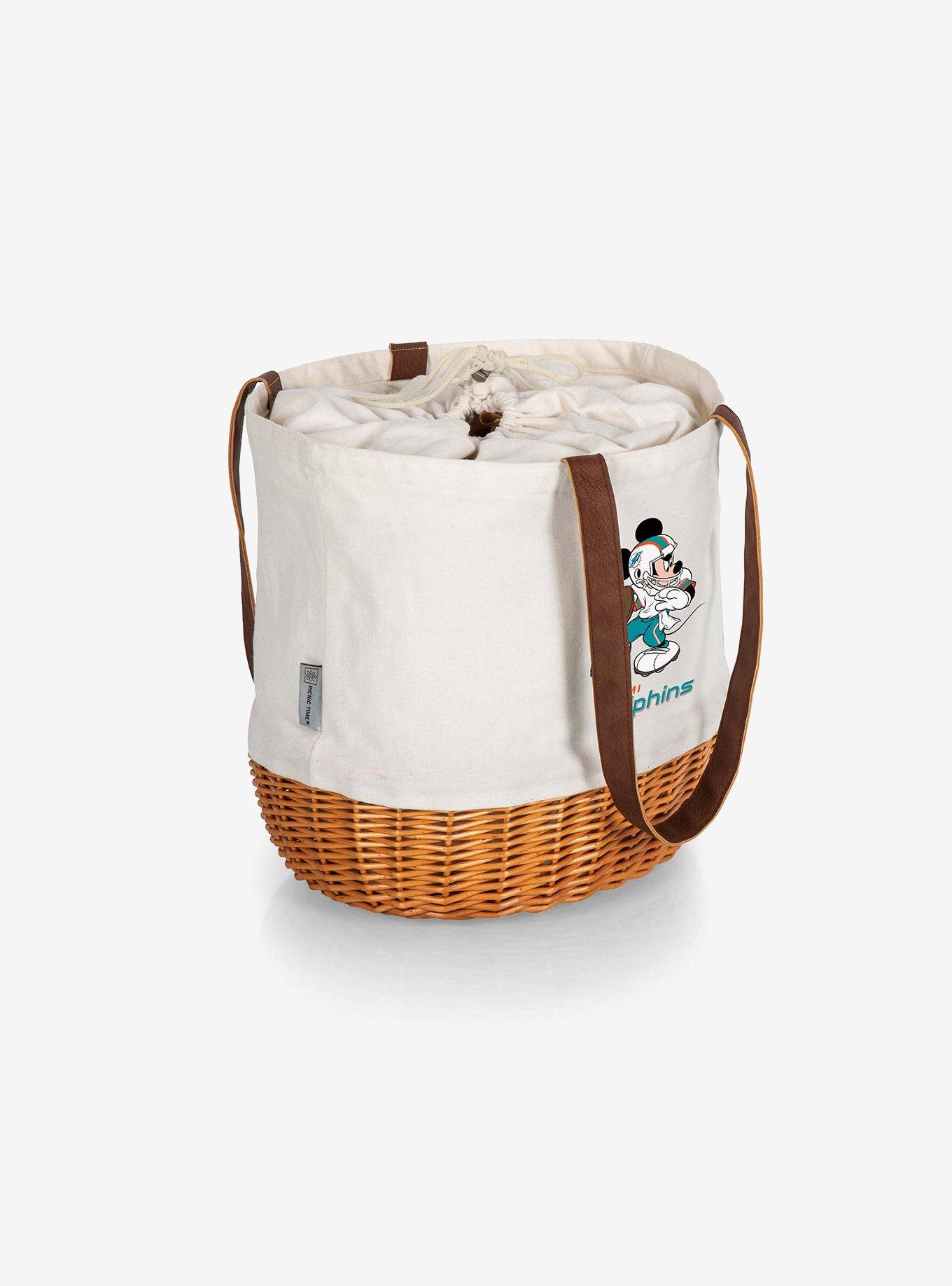 Disney Mickey Mouse NFL Miami Dolphins Canvas Willow Basket Tote, , alternate