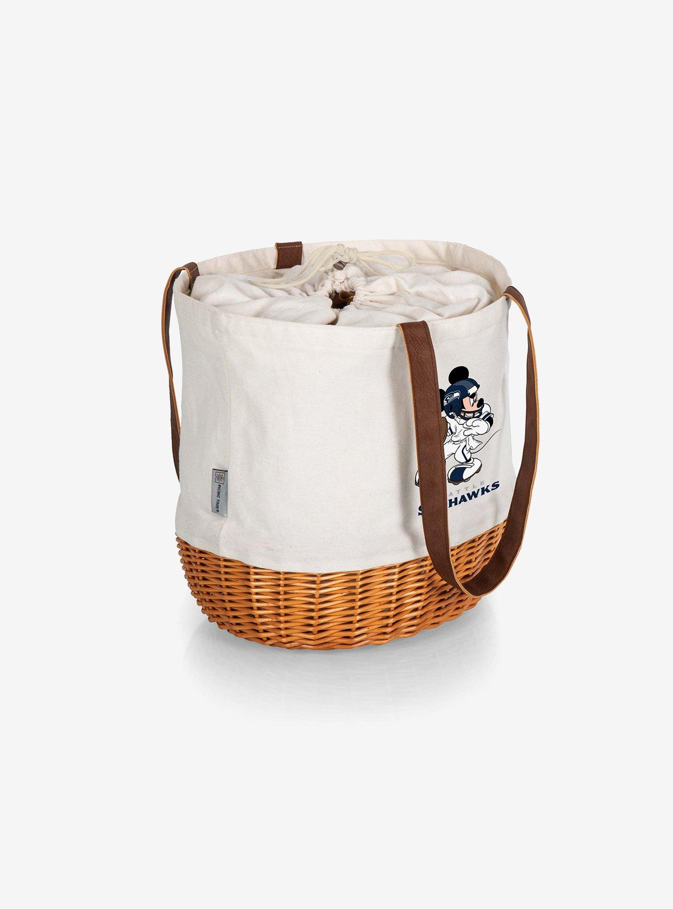 Disney Mickey Mouse NFL Seattle Seahawks Canvas Willow Basket Tote, , hi-res