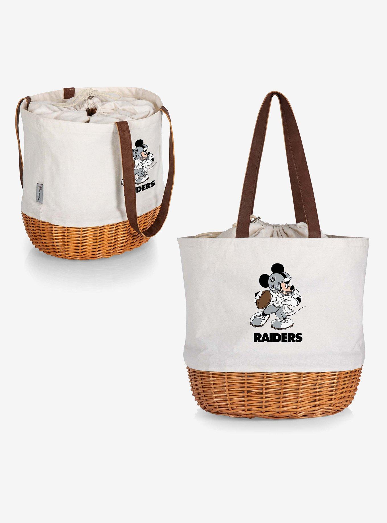 Disney Mickey Mouse NFL Las Vegas Raiders Canvas Willow Basket Tote, , alternate