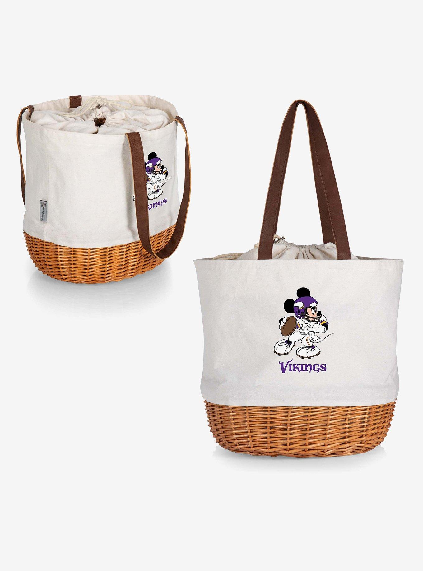 Disney Mickey Mouse NFL Minnesota Vikings Canvas Willow Basket Tote, , alternate