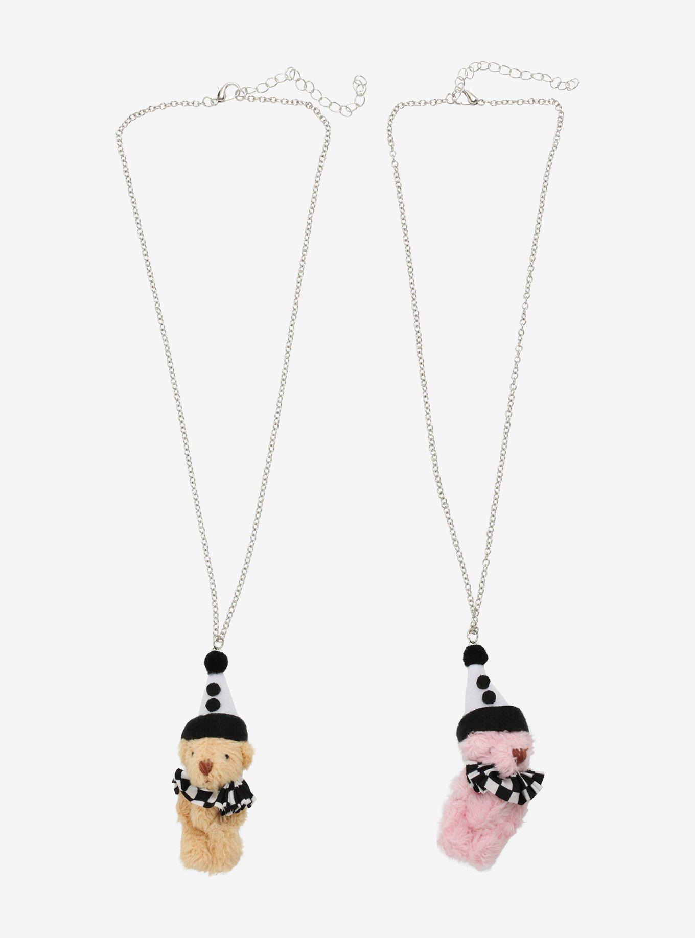 Jester Teddy Bear Fuzzy Best Friend Necklace Set, , alternate