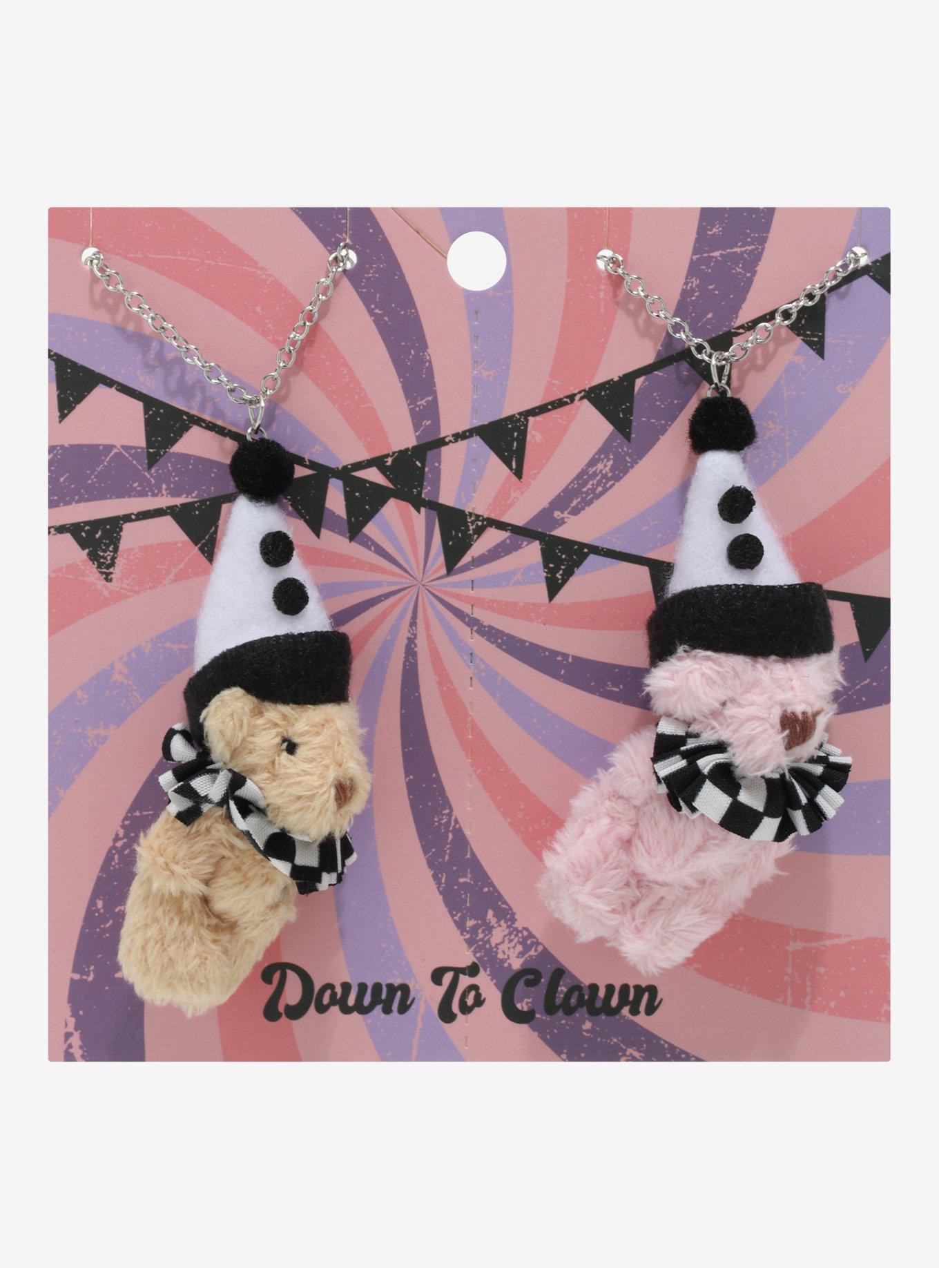 Jester Teddy Bear Fuzzy Best Friend Necklace Set, , alternate