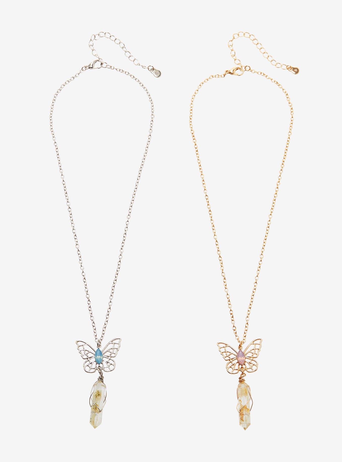 Butterfly Crystal Best Friend Necklace Set, , alternate