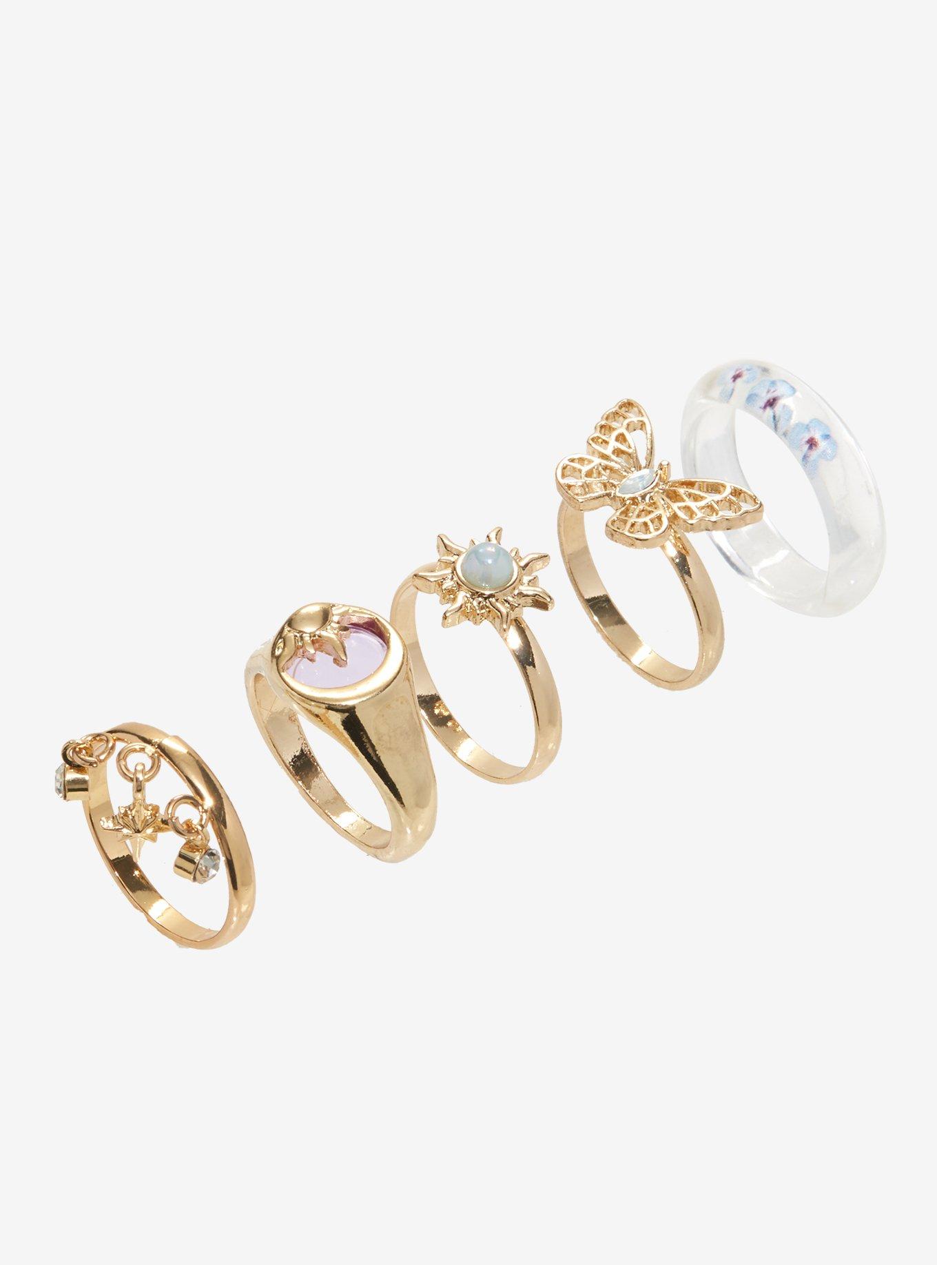 Sun Celestial Charms Dried Floral Ring Set, , alternate