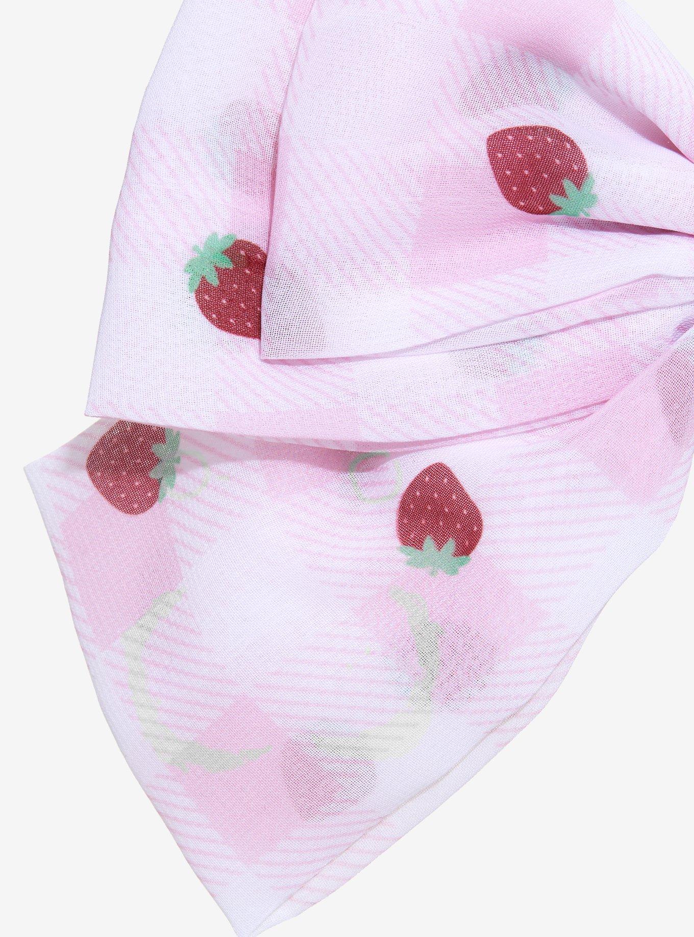 Pink Strawberry Gingham Hair Bow, , alternate