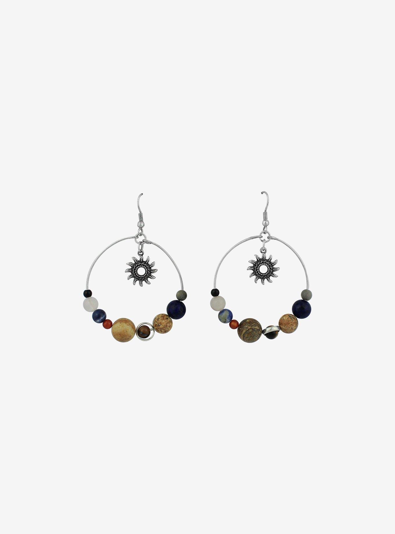 Moon Planet Beaded Earrings, , alternate