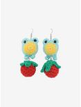 Strawberry Frog Crochet Drop Earrings, , alternate