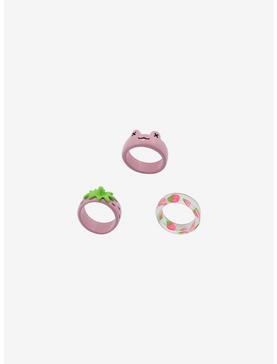 Pink Frog Strawberry Ring Set, , hi-res