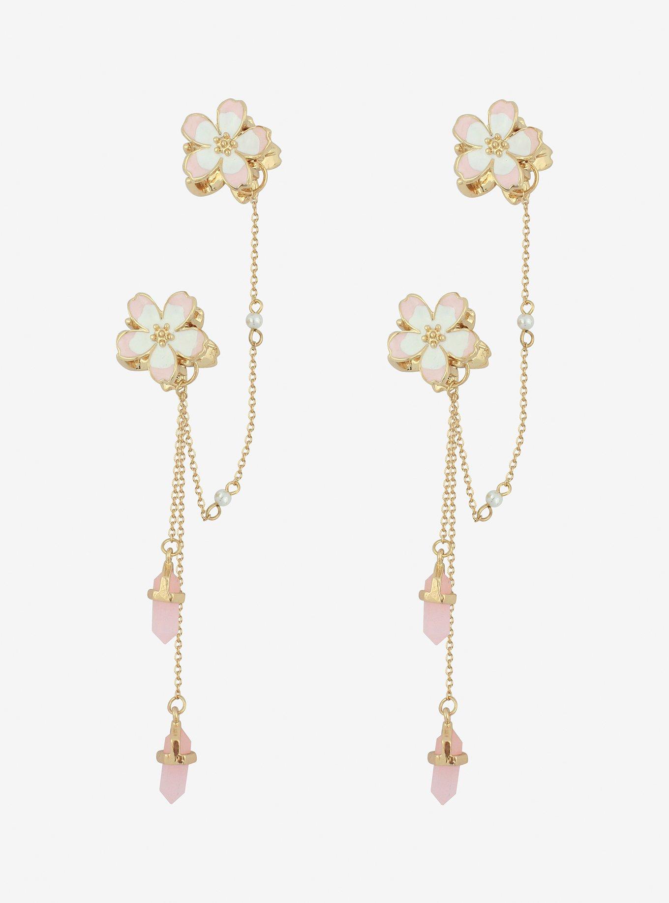 Sakura Crystal Hair Clip Set, , alternate
