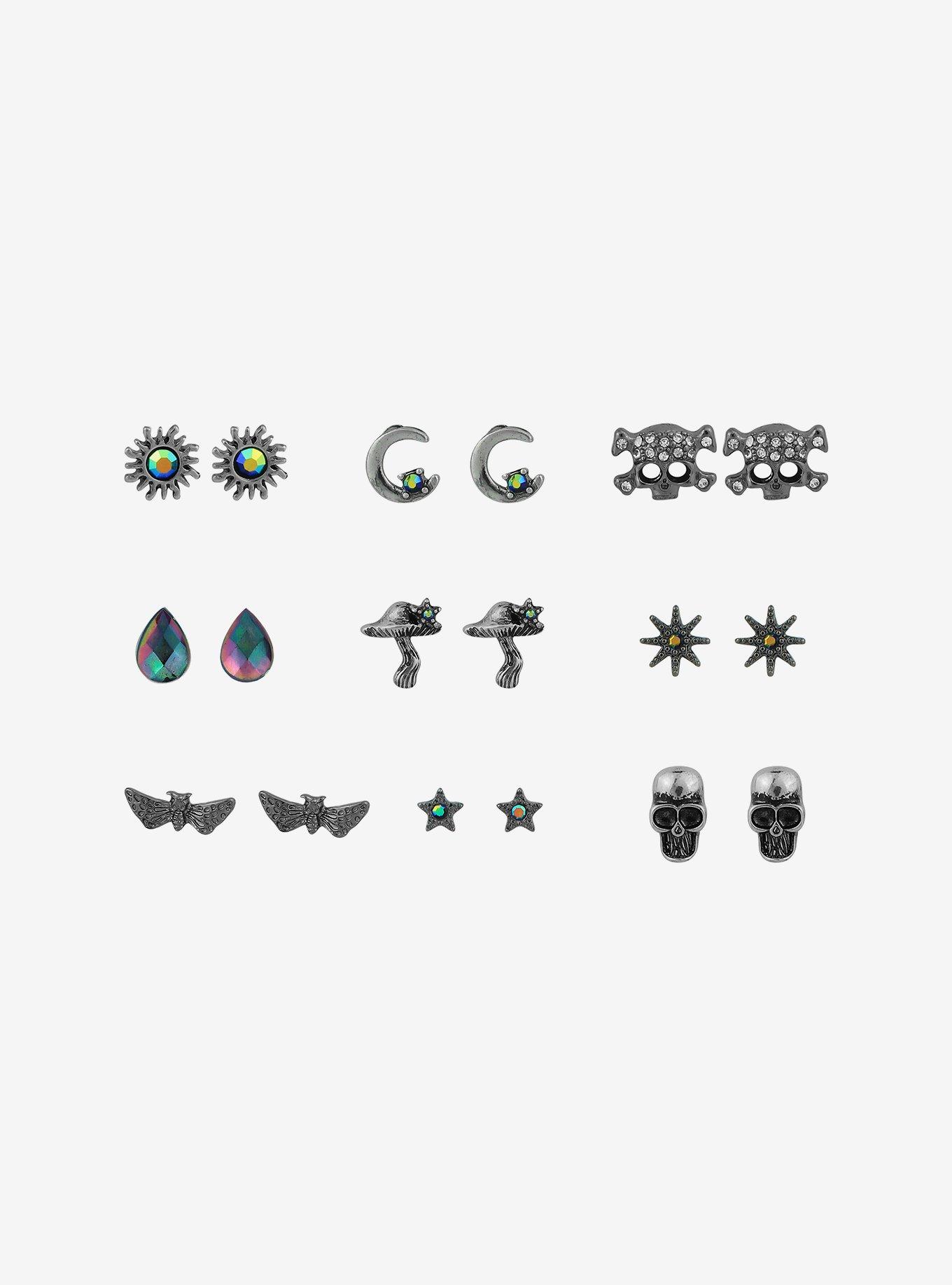 Dark Forest Skull Stud Earring Set, , alternate