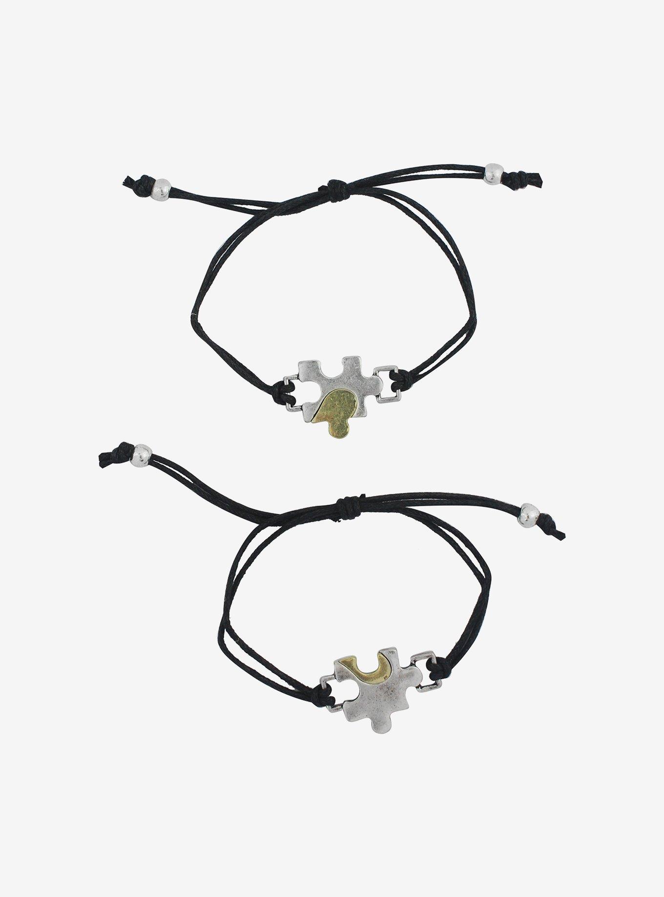Heart Puzzle Piece Best Friend Cord Bracelet Set, , alternate