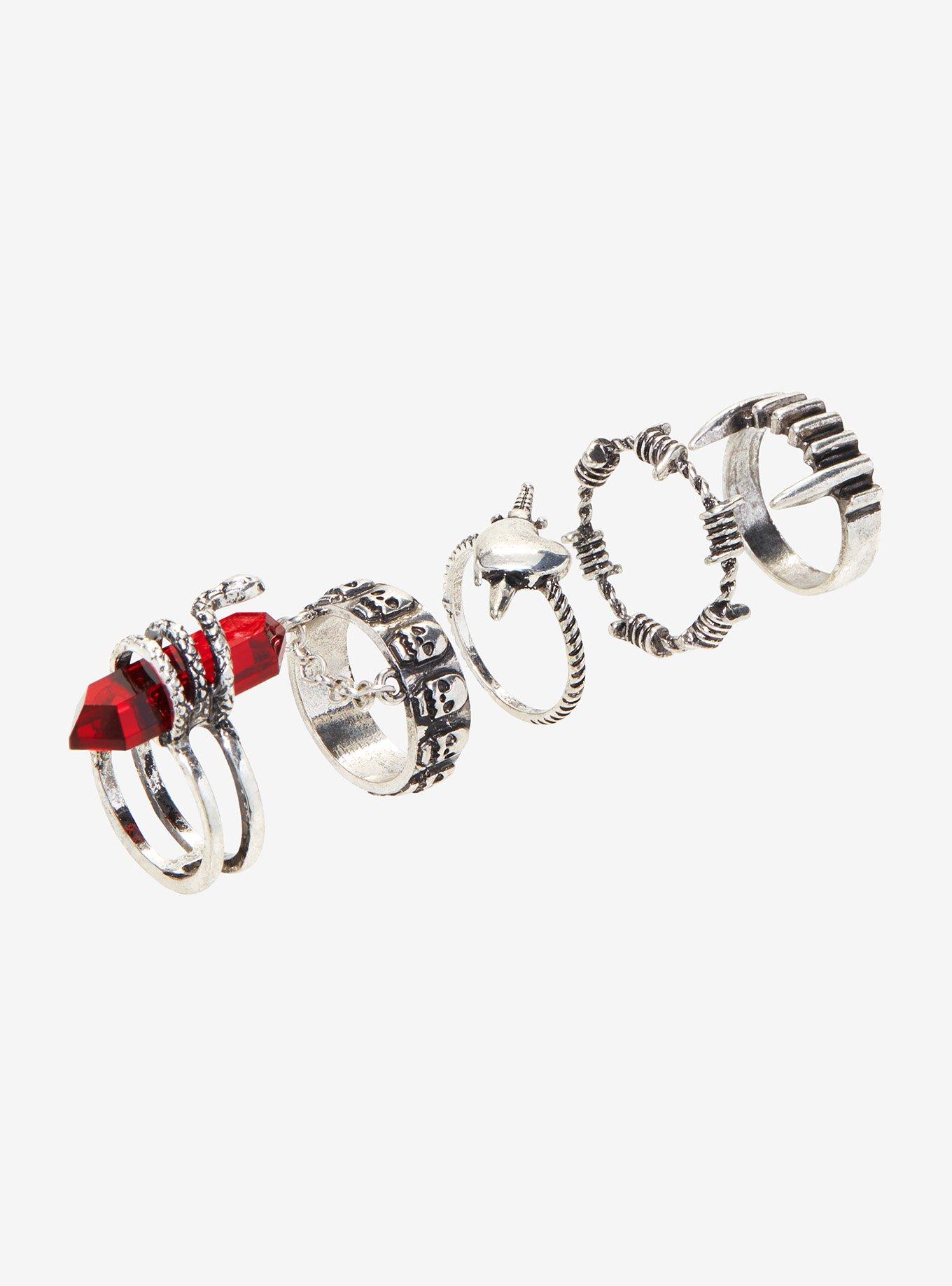 Vampire Fang Skull Ring Set, , alternate