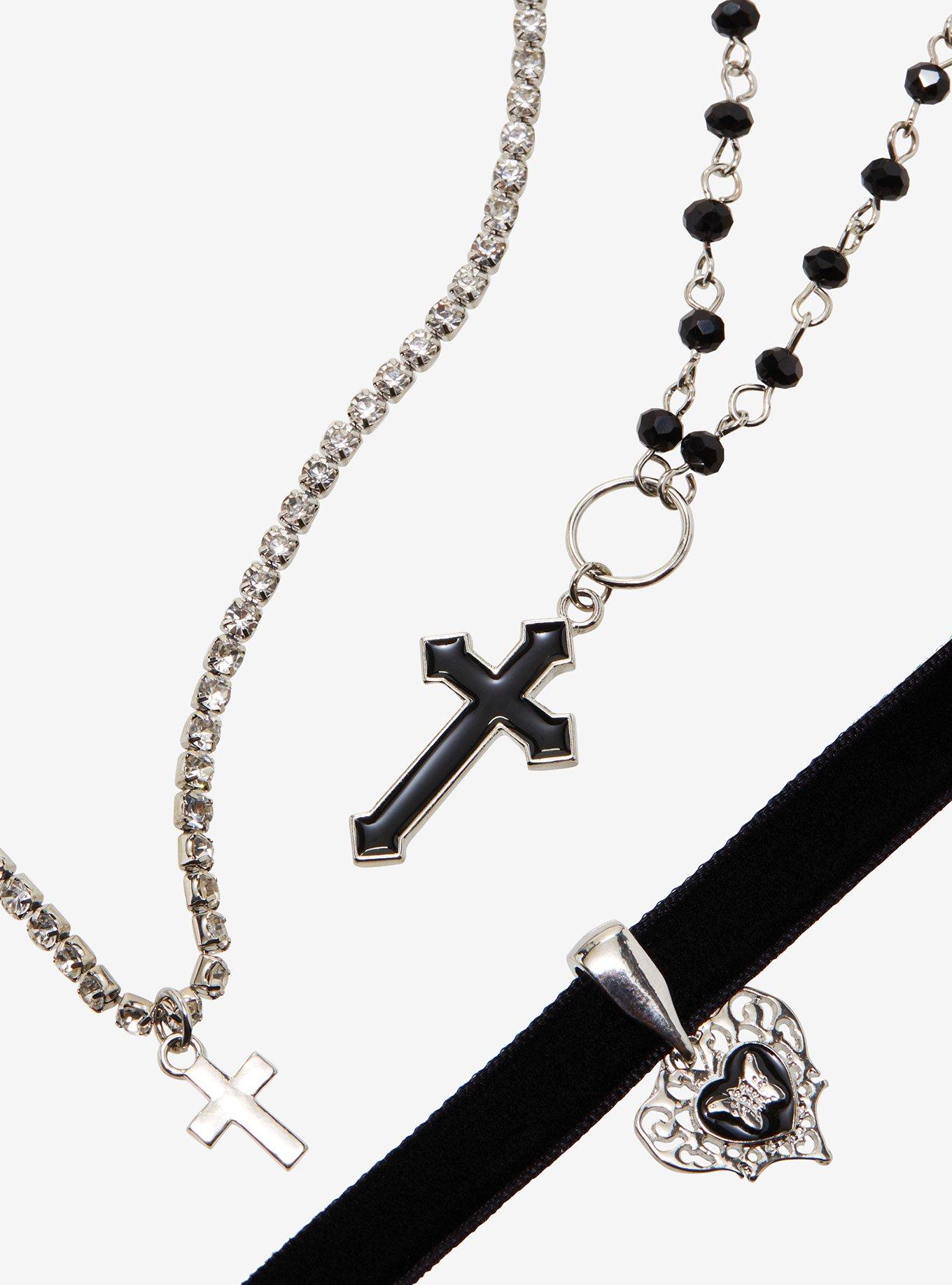 Cross Rosary Necklace Set, , alternate