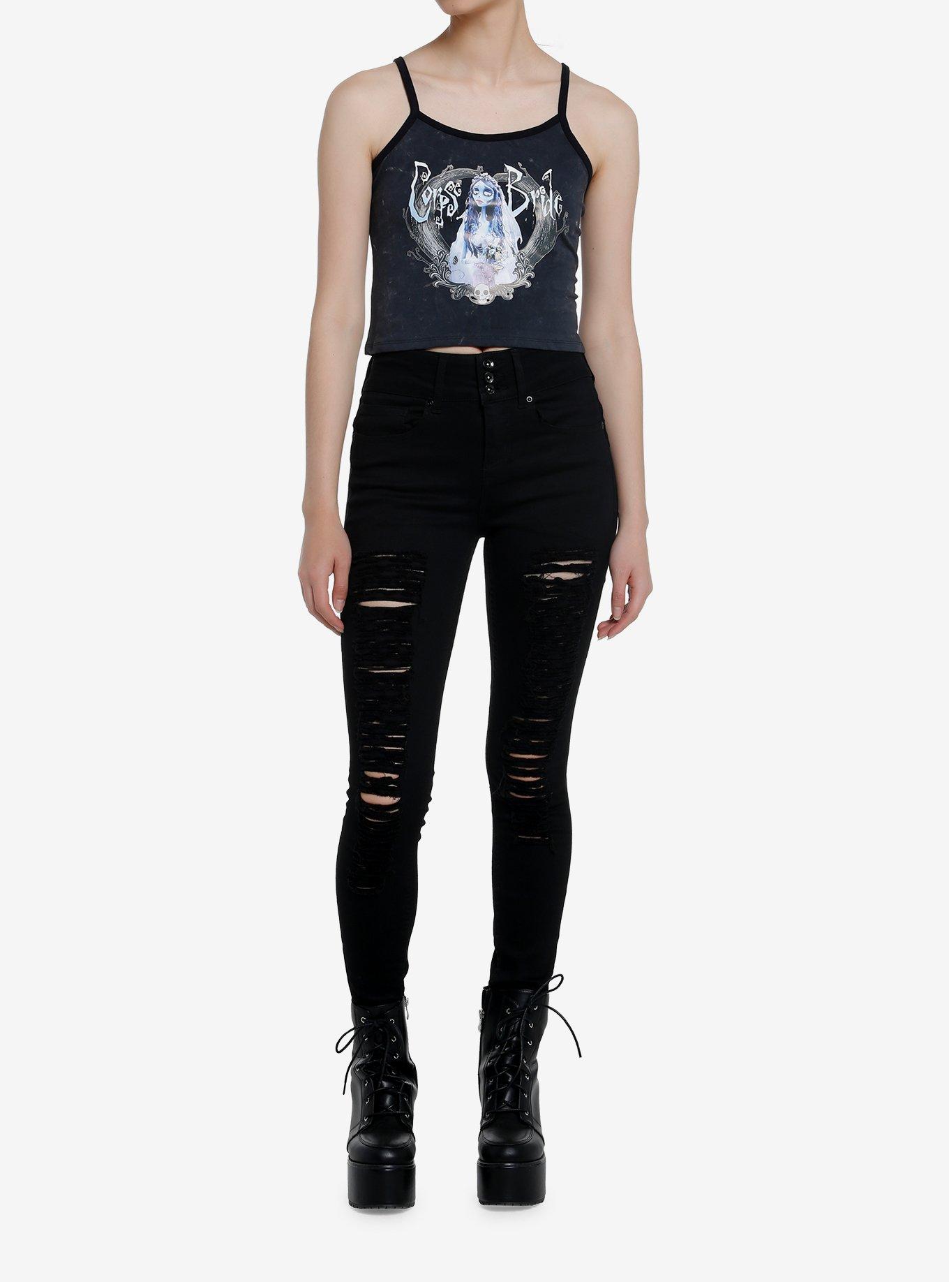 Corpse Bride Emily Mineral Wash Girls Crop Cami, MULTI, alternate